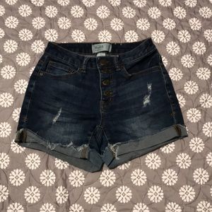 Denim Ripped/Fringe FLX Stretch Mudd Shorts